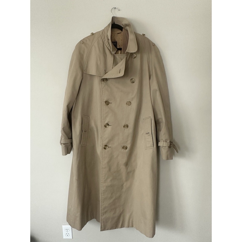 VTG Burberry‎ Prorsum Khaki Trench Wool Liner 46R XLong NO BELT Made In England
